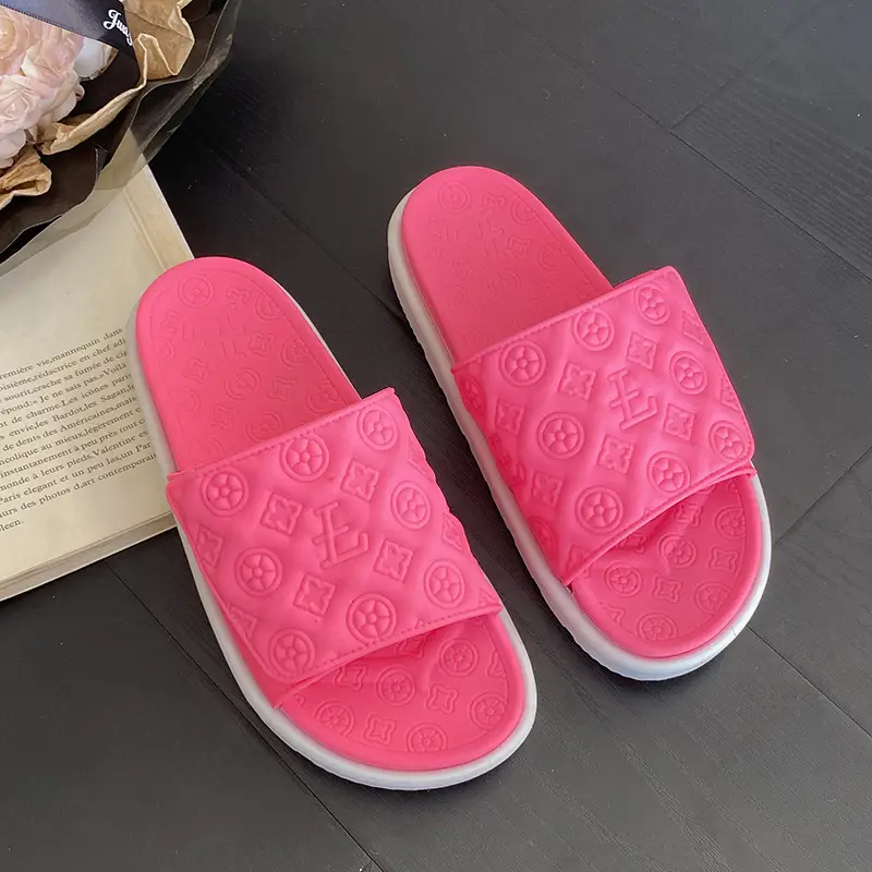 Men Women White Embossed Platform Sandals Summer - Image 3