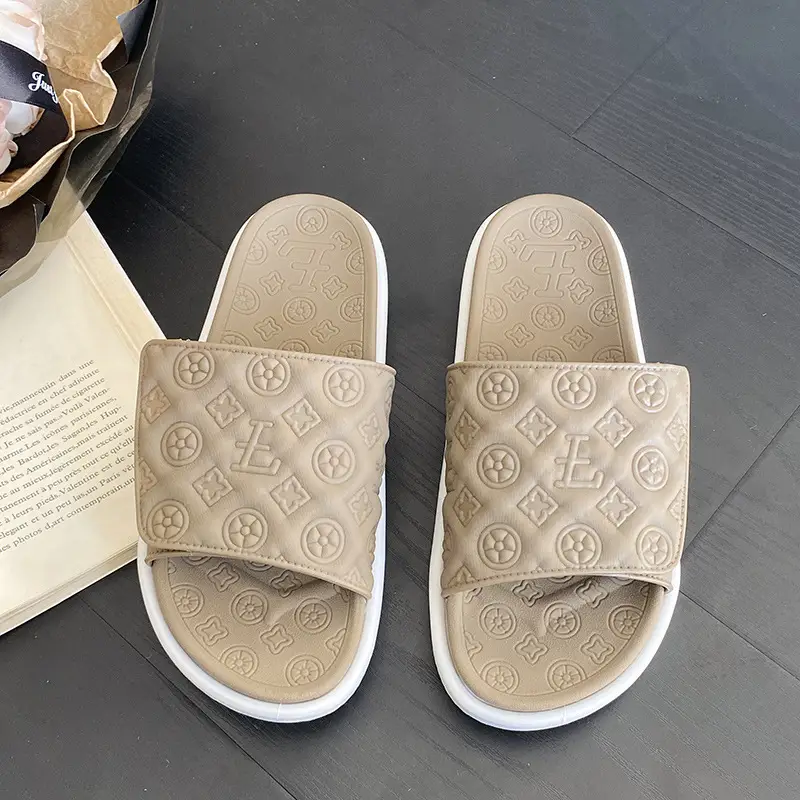 Men Women White Embossed Platform Sandals Summer - Image 4