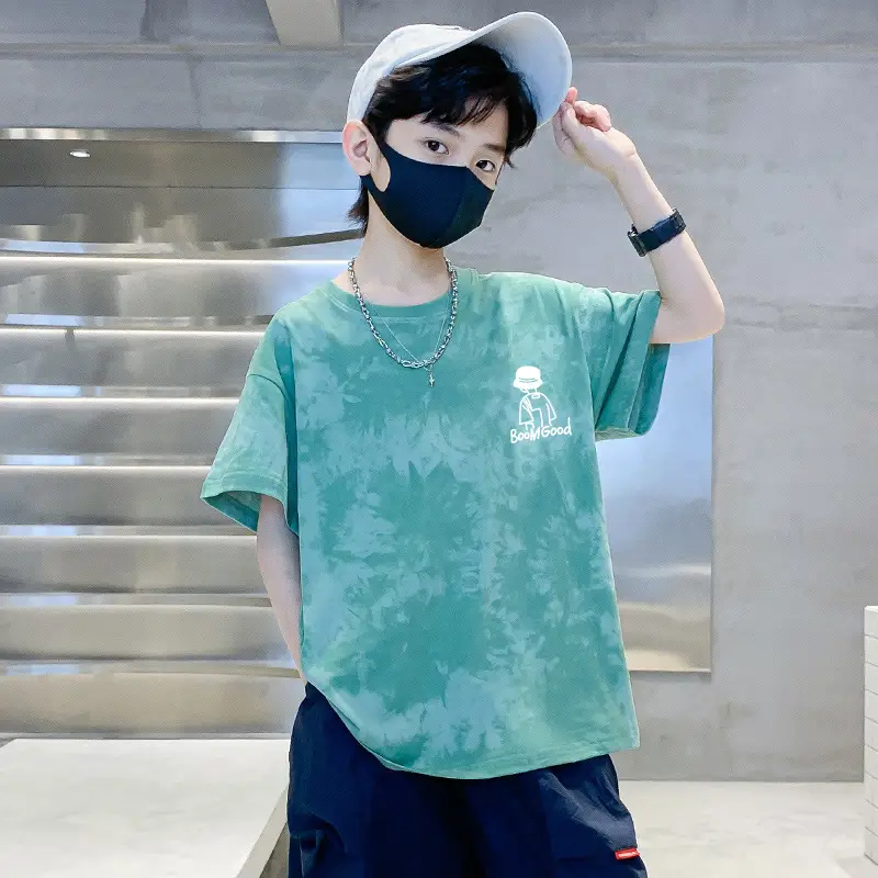 Cotton Tie-dyed Kids T-shirt Short Sleeve Summer Wear