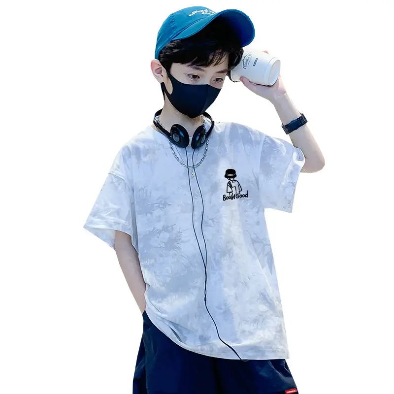 Cotton Tie-dyed Kids T-shirt Short Sleeve Summer Wear