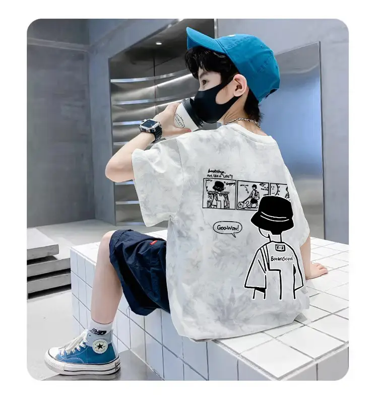 Cotton Tie-dyed Kids T-shirt Short Sleeve Summer Wear — feature 10