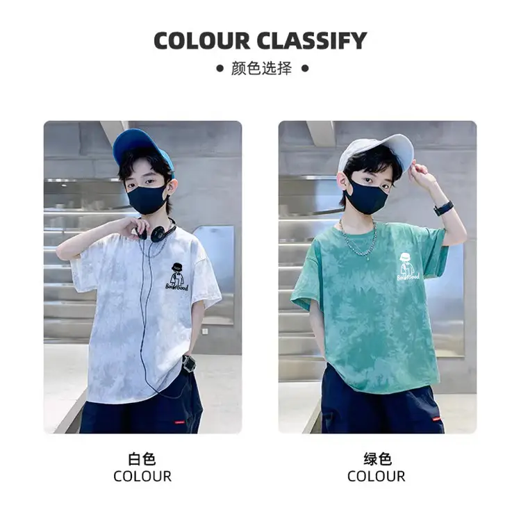 Cotton Tie-dyed Kids T-shirt Short Sleeve Summer Wear — feature 6