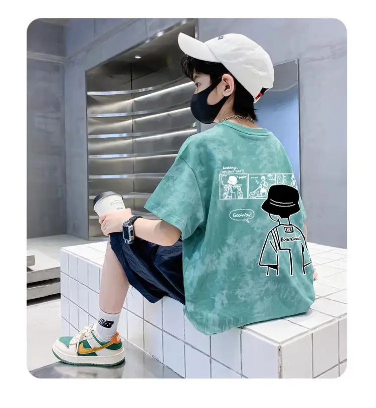 Cotton Tie-dyed Kids T-shirt Short Sleeve Summer Wear — feature 7