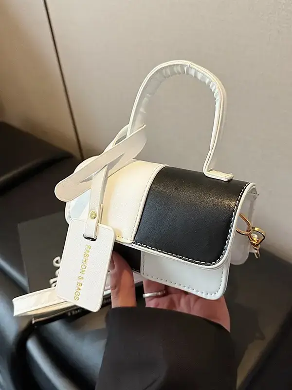 White Black Patchwork Shoulder Crossbody Bag 2026 - Image 5