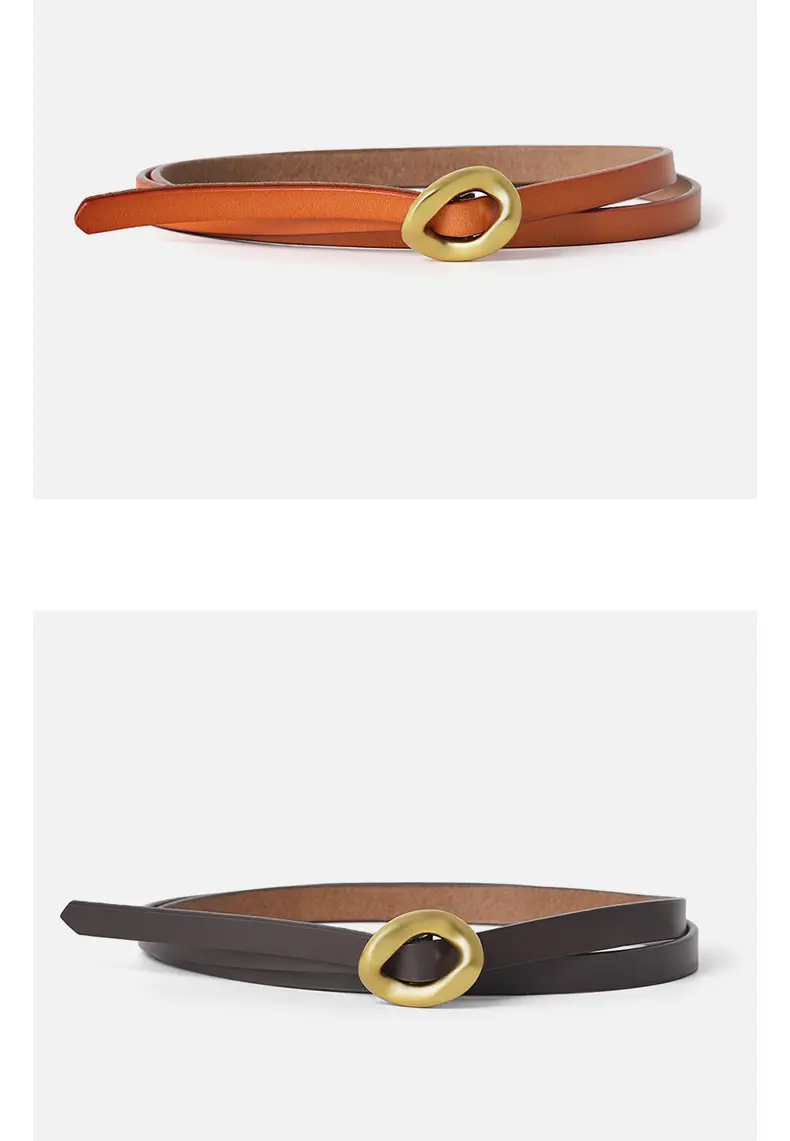 Coffee Genuine Leather Waist Belt for Women — feature 16