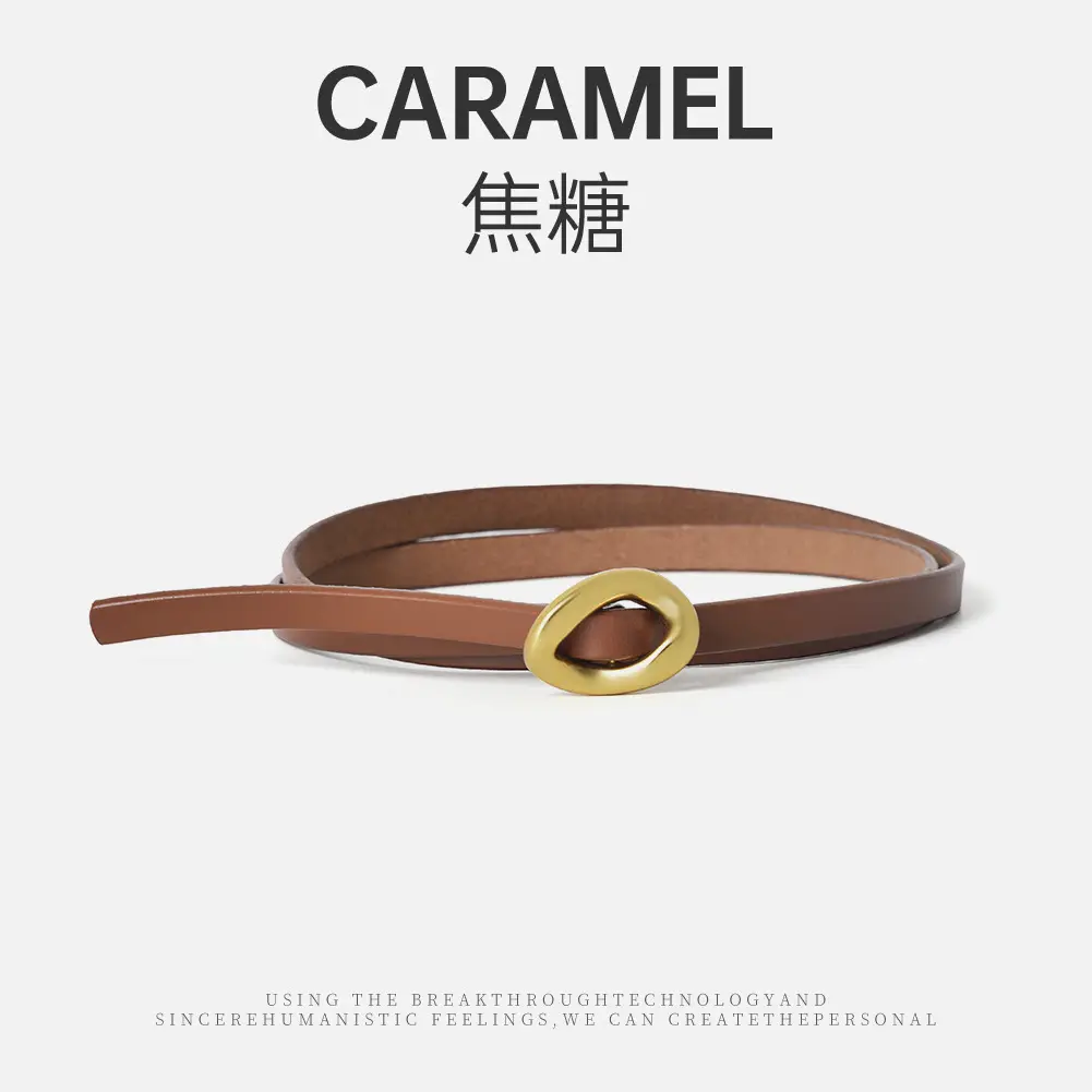 Coffee Genuine Leather Waist Belt for Women - Image 2