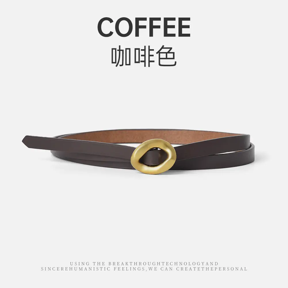 Coffee Genuine Leather Waist Belt for Women - Image 3