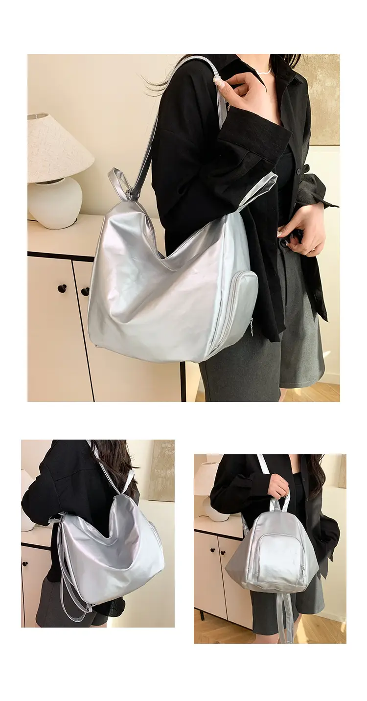 Lightweight Silver Women's Crossbody Backpack Multi-Use — feature 12