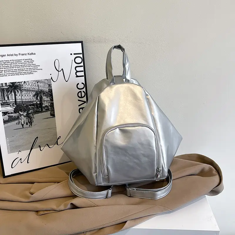 Lightweight Silver Women's Crossbody Backpack Multi-Use - Image 2