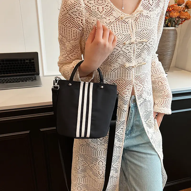 Women's Black Nylon Bucket Bag 2025 Summer - Image 3