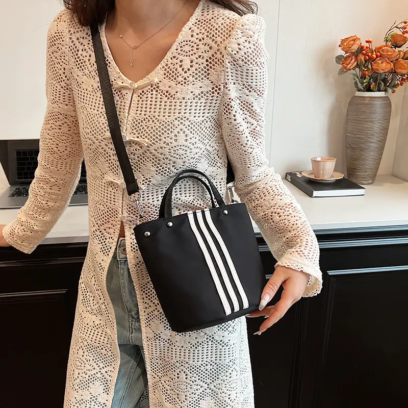 Women's Black Nylon Bucket Bag 2025 Summer - Image 4