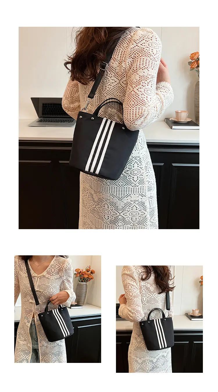 Women's Black Nylon Bucket Bag 2025 Summer — feature 13