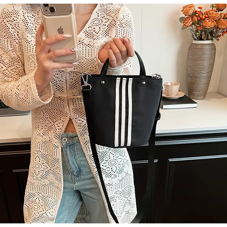 Women's Black Nylon Bucket Bag 2025 Summer — feature 14