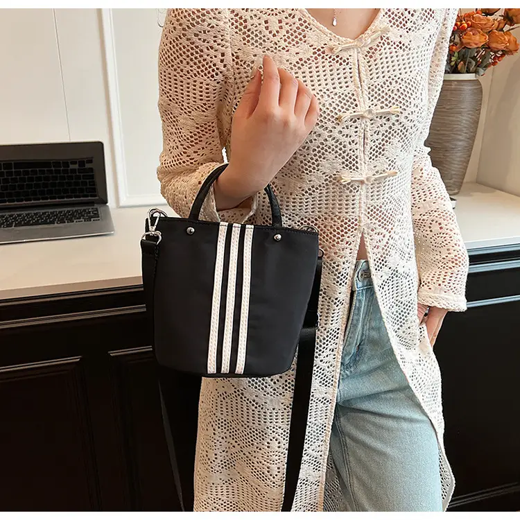 Women's Black Nylon Bucket Bag 2025 Summer — feature 15