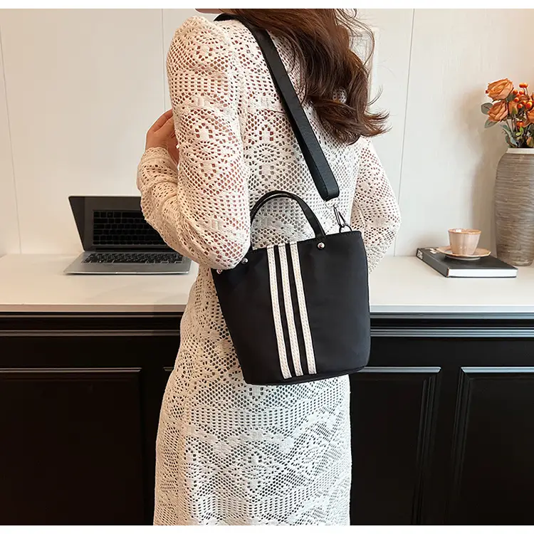 Women's Black Nylon Bucket Bag 2025 Summer — feature 16