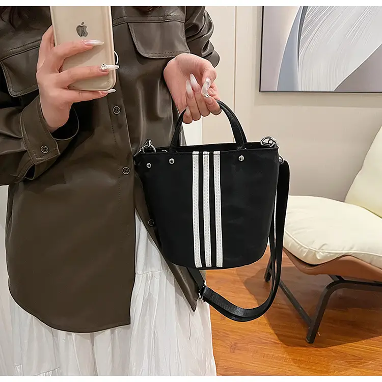 Women's Black Nylon Bucket Bag 2025 Summer — feature 20