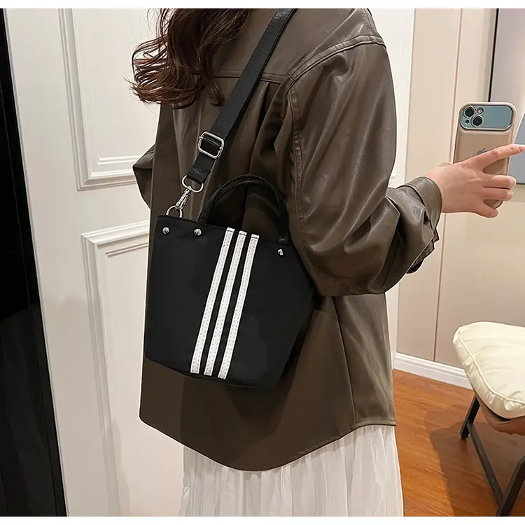 Women's Black Nylon Bucket Bag 2025 Summer — feature 21