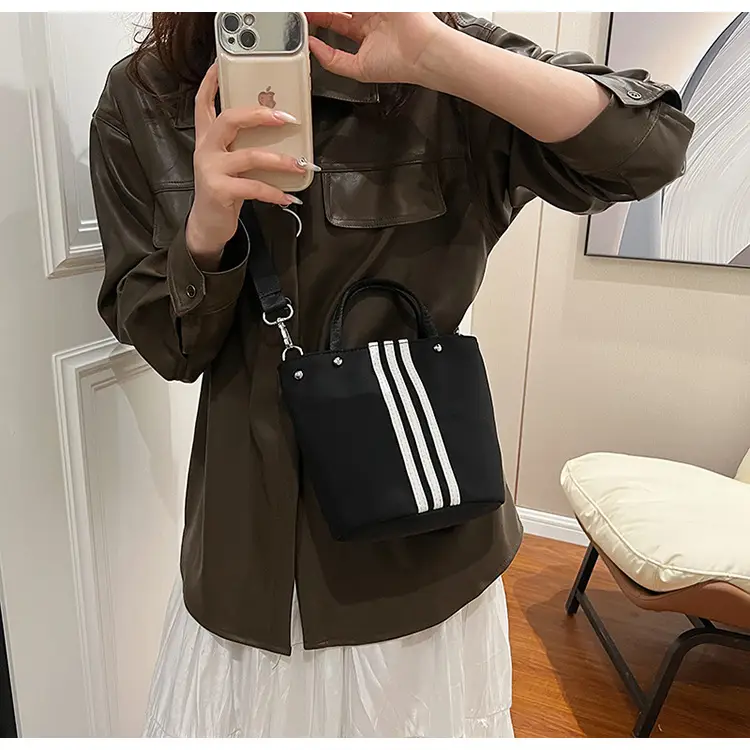 Women's Black Nylon Bucket Bag 2025 Summer — feature 22