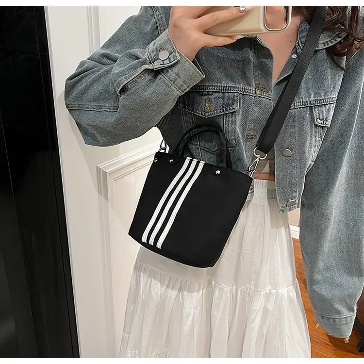 Women's Black Nylon Bucket Bag 2025 Summer — feature 23