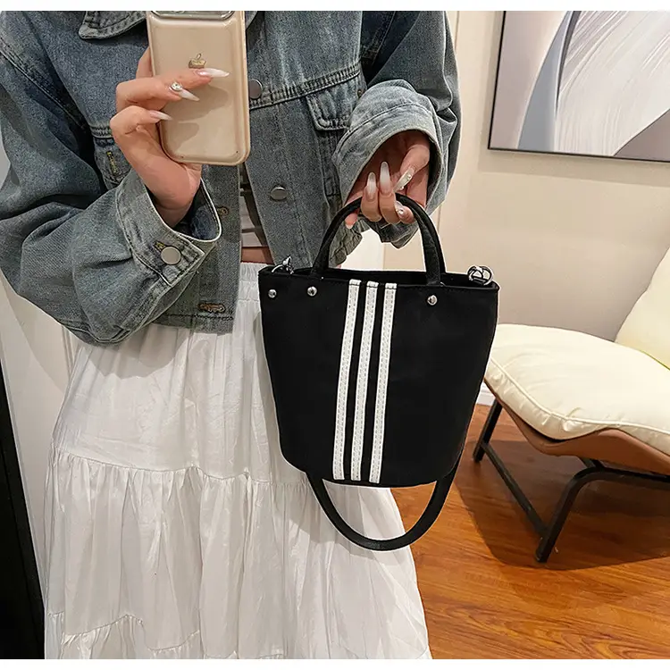 Women's Black Nylon Bucket Bag 2025 Summer — feature 27