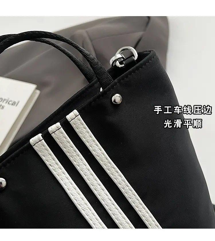 Women's Black Nylon Bucket Bag 2025 Summer — feature 7