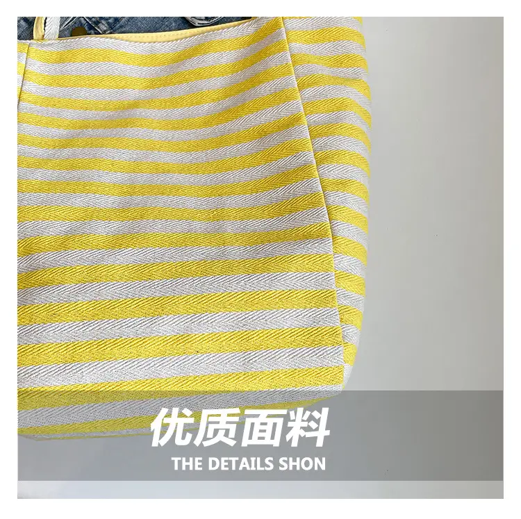Women Red Striped Canvas Commuting Bag Large Capacity — feature 7
