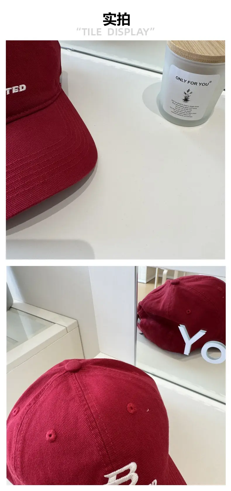 Women Letter Embroidered Beige Baseball Cap with Wide Brim — feature 4