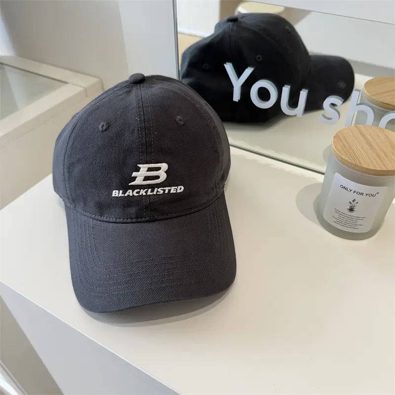 Women Letter Embroidered Beige Baseball Cap with Wide Brim