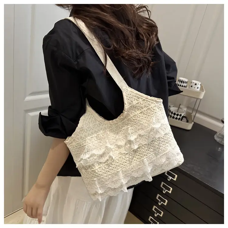 White Lace Shoulder Bag 2025 Summer New Large Capacity — feature 12