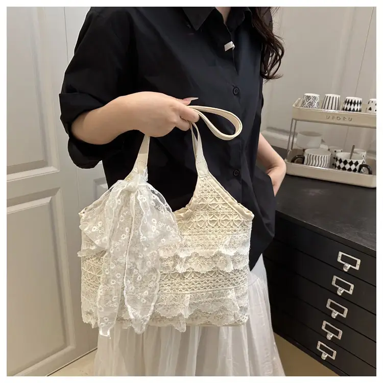 White Lace Shoulder Bag 2025 Summer New Large Capacity — feature 13