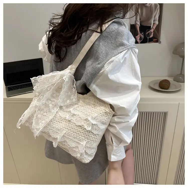 White Lace Shoulder Bag 2025 Summer New Large Capacity — feature 16
