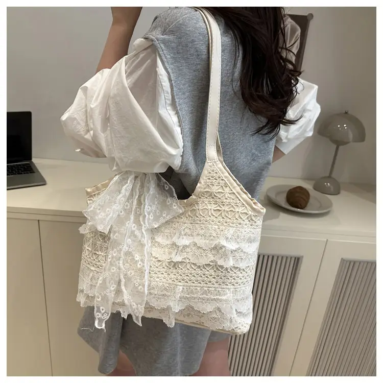 White Lace Shoulder Bag 2025 Summer New Large Capacity — feature 17