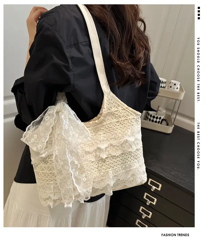 White Lace Shoulder Bag 2025 Summer New Large Capacity — feature 2