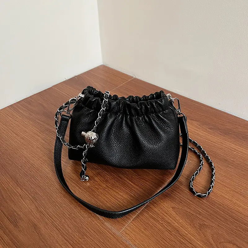 White Pleated Cloud Bag for Women with Chain Strap — feature 18
