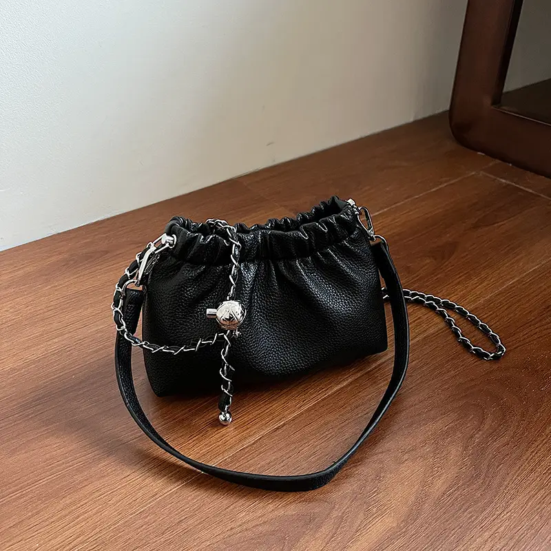 White Pleated Cloud Bag for Women with Chain Strap — feature 19