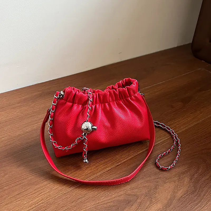 White Pleated Cloud Bag for Women with Chain Strap — feature 20