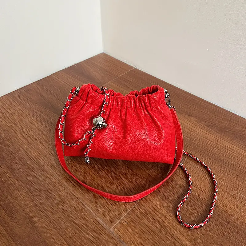 White Pleated Cloud Bag for Women with Chain Strap — feature 21