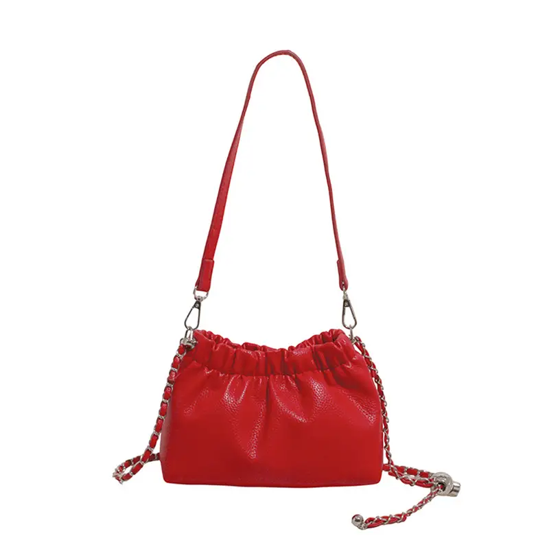 White Pleated Cloud Bag for Women with Chain Strap - Image 3