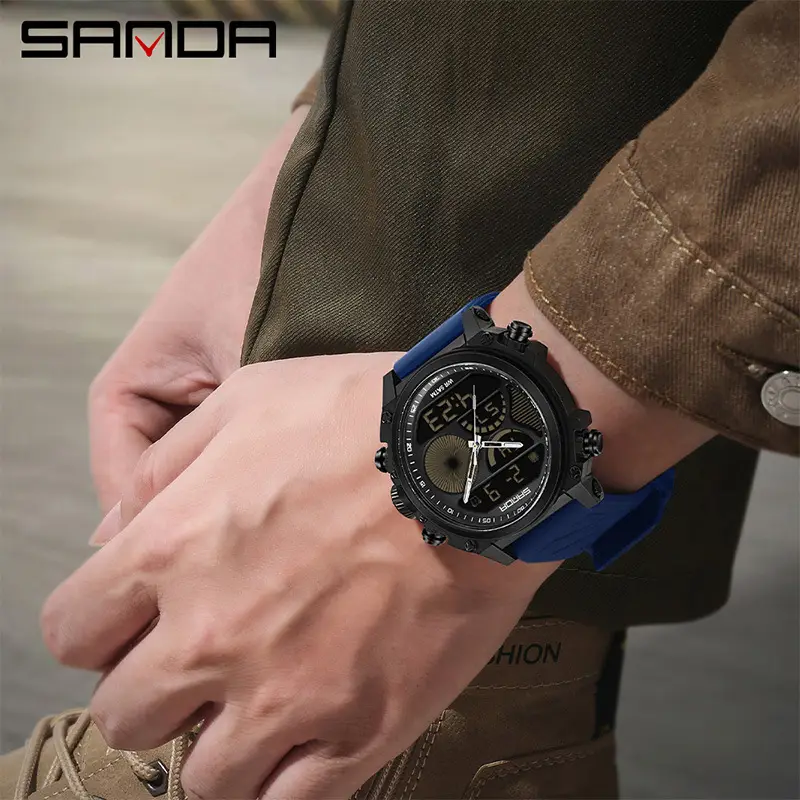 Sanda Black Sport Waterproof Multifunctional Watch - Image 76