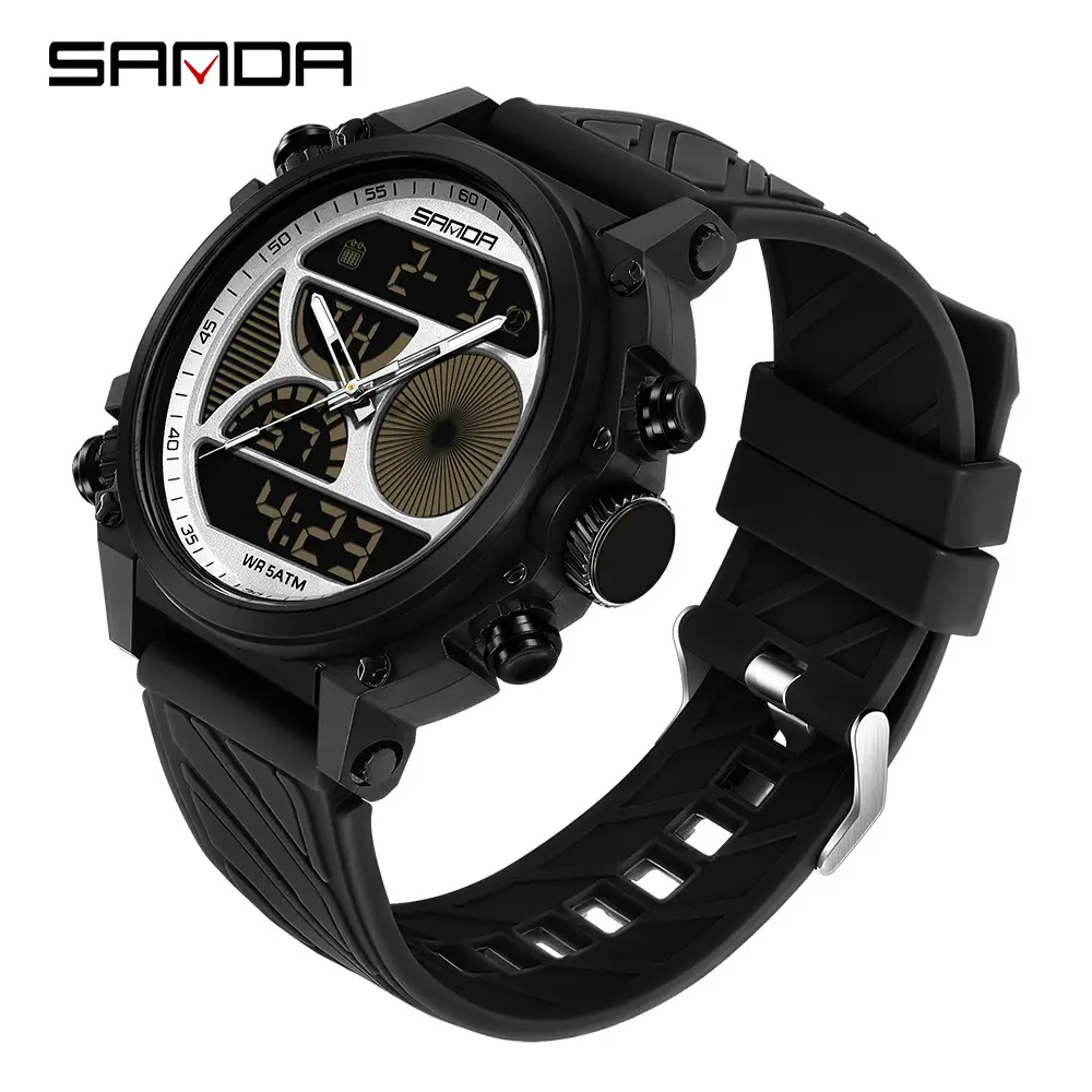 Sanda Black Sport Waterproof Multifunctional Watch - Image 78