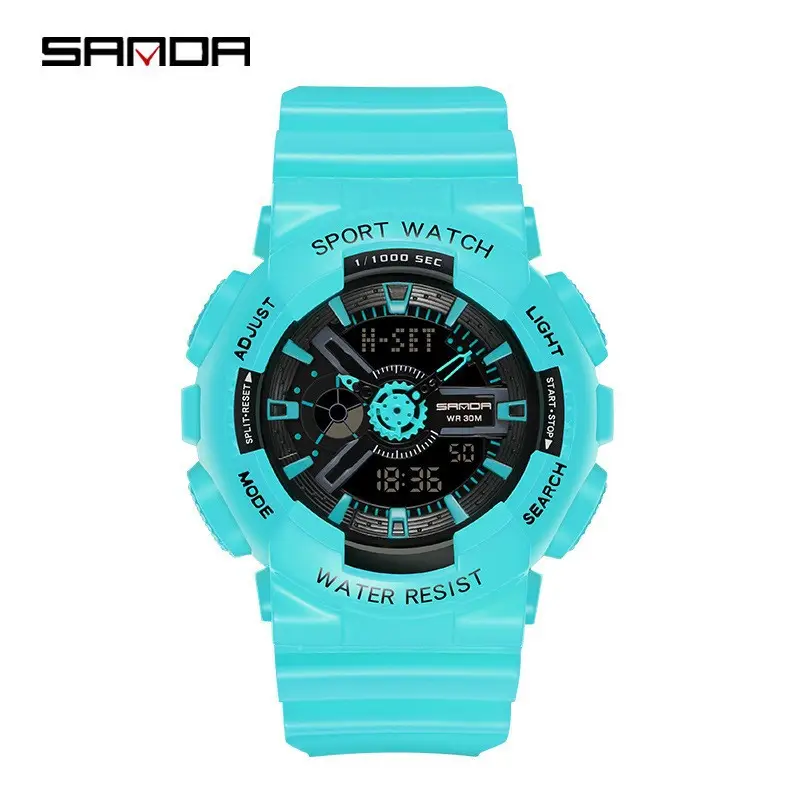 Sanda Black Sport Waterproof Multifunctional Watch - Image 12