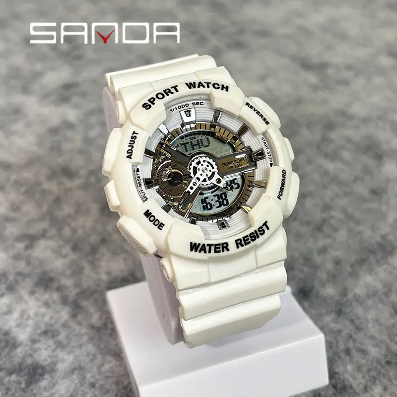 Sanda Black Sport Waterproof Multifunctional Watch - Image 17