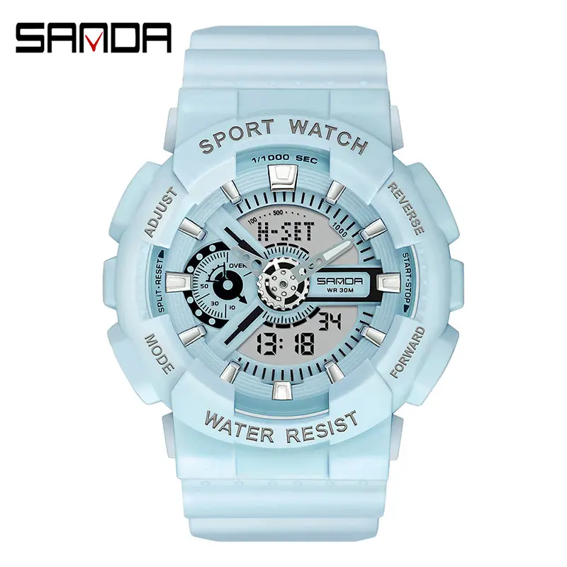 Sanda Black Sport Waterproof Multifunctional Watch - Image 24