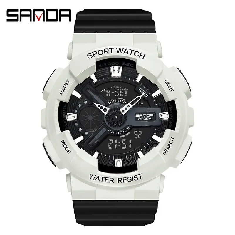 Sanda Black Sport Waterproof Multifunctional Watch - Image 27