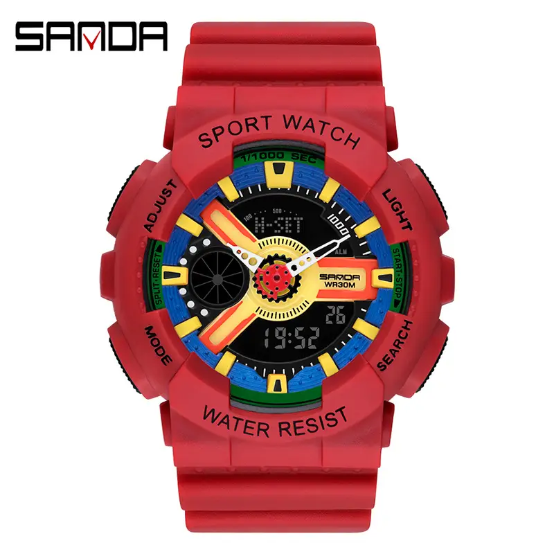 Sanda Black Sport Waterproof Multifunctional Watch - Image 30