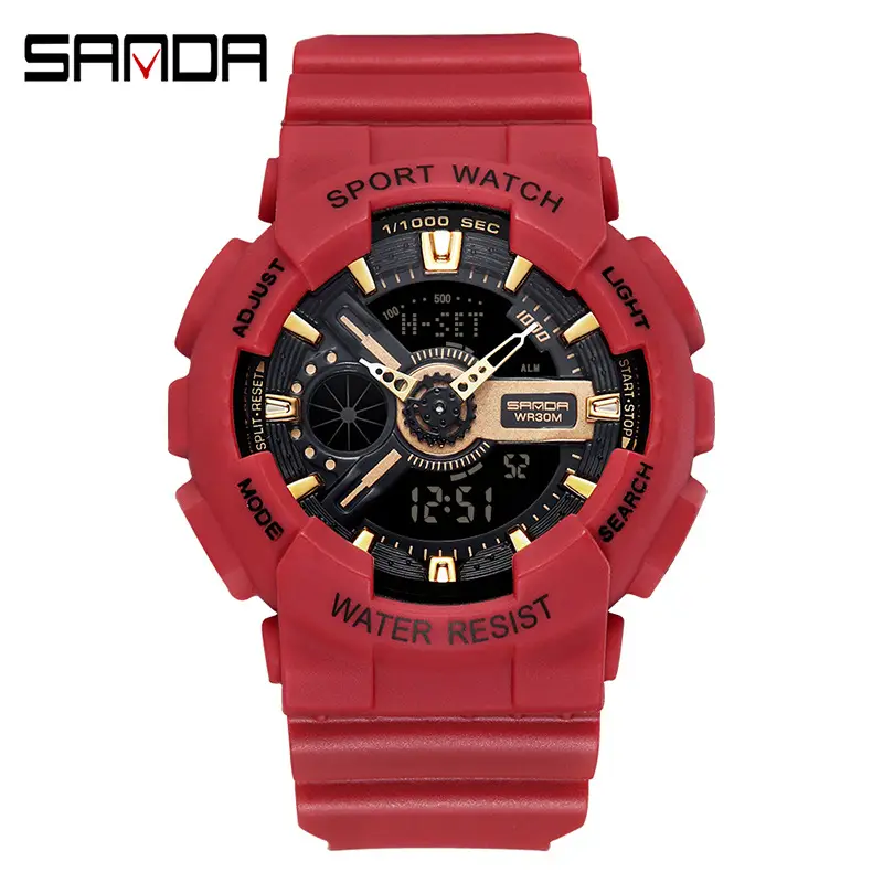 Sanda Black Sport Waterproof Multifunctional Watch - Image 31
