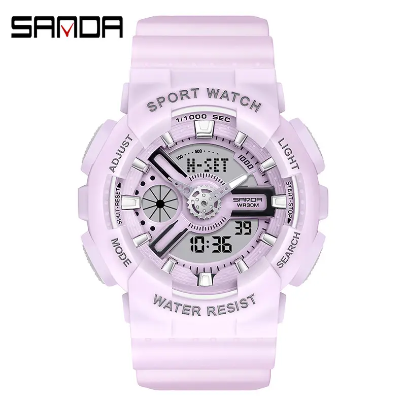 Sanda Black Sport Waterproof Multifunctional Watch - Image 32