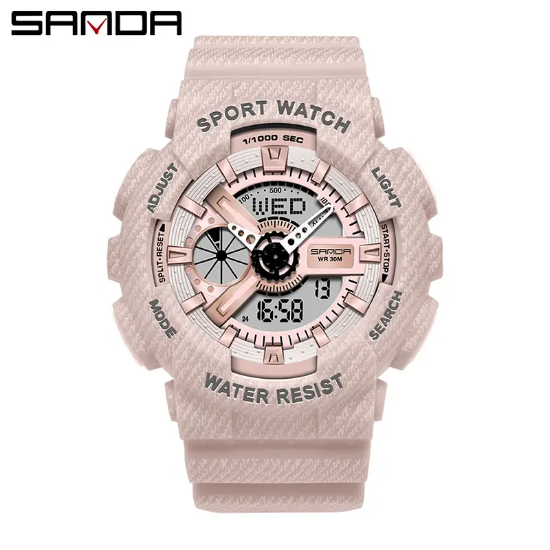 Sanda Black Sport Waterproof Multifunctional Watch - Image 36