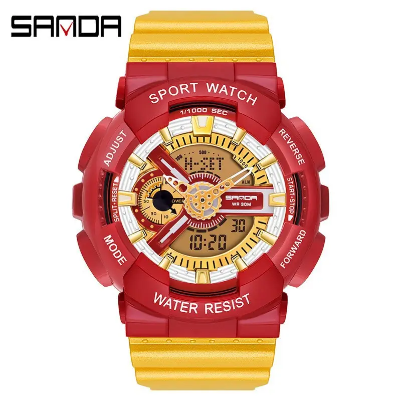 Sanda Black Sport Waterproof Multifunctional Watch - Image 37