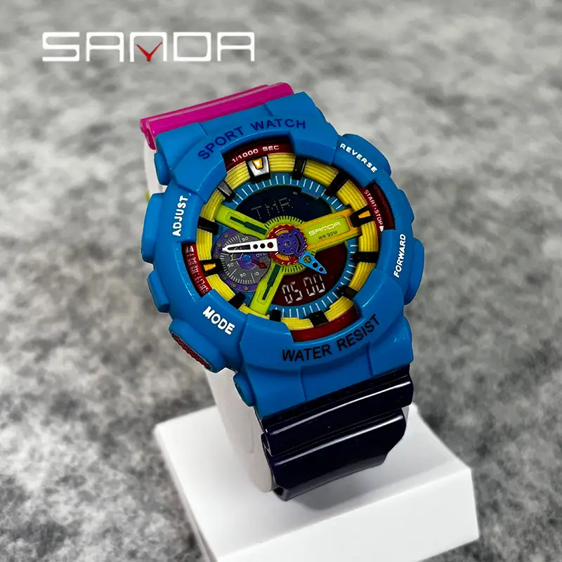 Sanda Black Sport Waterproof Multifunctional Watch - Image 38